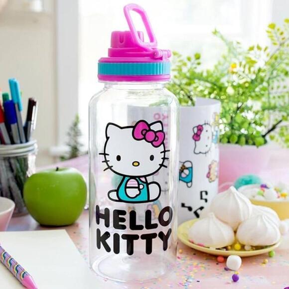 Hello Kitty Icons 32-Ounce Twist Spout Plastic Water Bottle - Picture 2 of 4